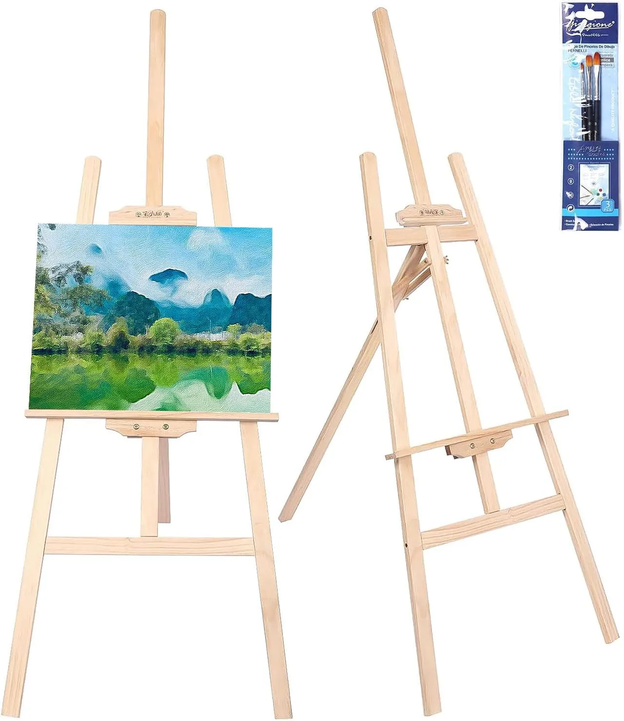 Bild von Zawaer 175 cm Holzstaffelei, klappbar und höhenverstellbar, geeignet für Kunstmalerei und Außenwerbung, für Kinder und Erwachsene