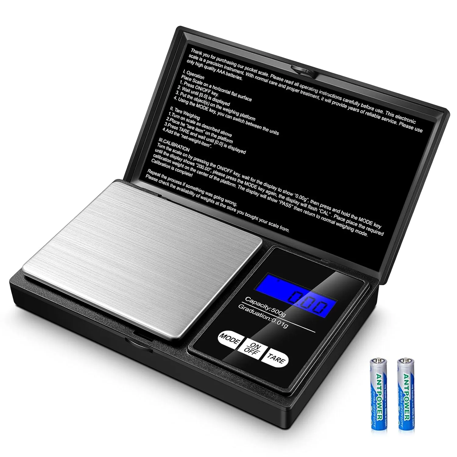 Bild von Zeawavsl digitale Präzisionswaage mit einer Kapazität von 500 g und einer Genauigkeit von 0,01 g, tragbar mit Tara-Funktion und LCD-Display