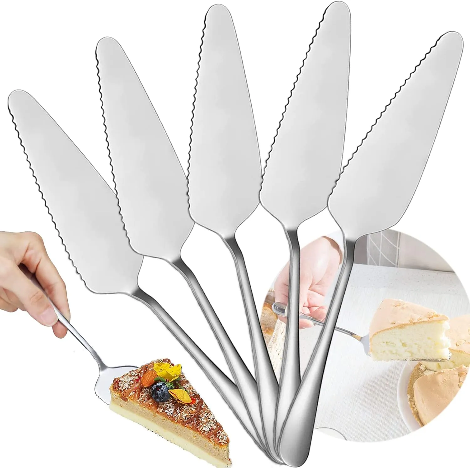 Bild von Zeaying 5er Set Kuchenheber aus poliertem Edelstahl für Küche und Partys