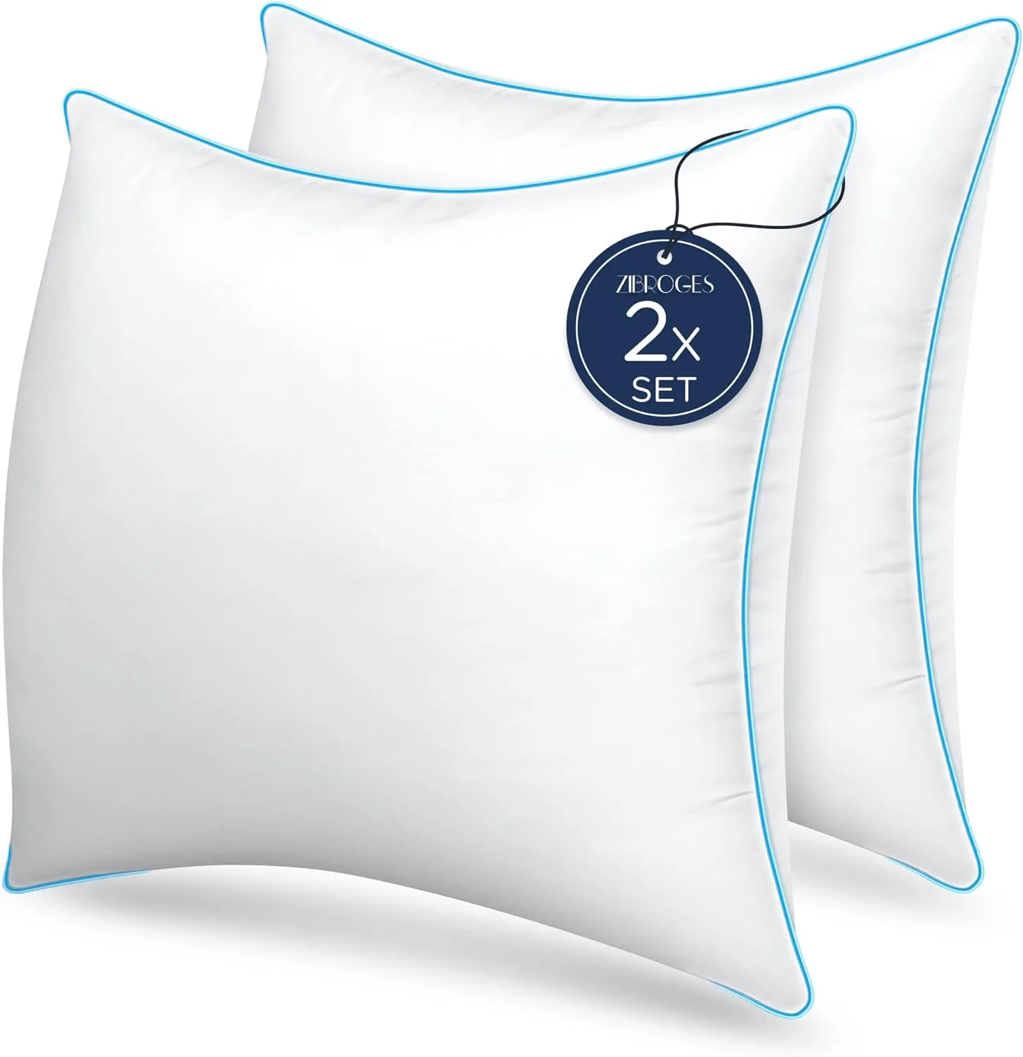 Bild von Zibroges 2er Set Luxus Kopfkissen 80x80 cm mit ergonomischer Form und 100% Mikrofaser Füllung, waschbar für erholsamen Schlaf