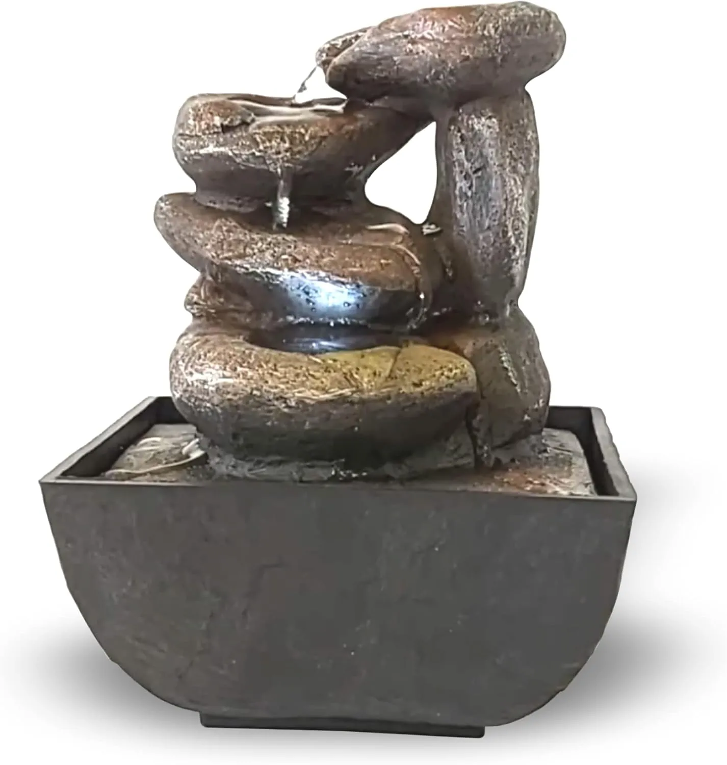 Bild von Zimmerbrunnen mit LED Beleuchtung in Grau