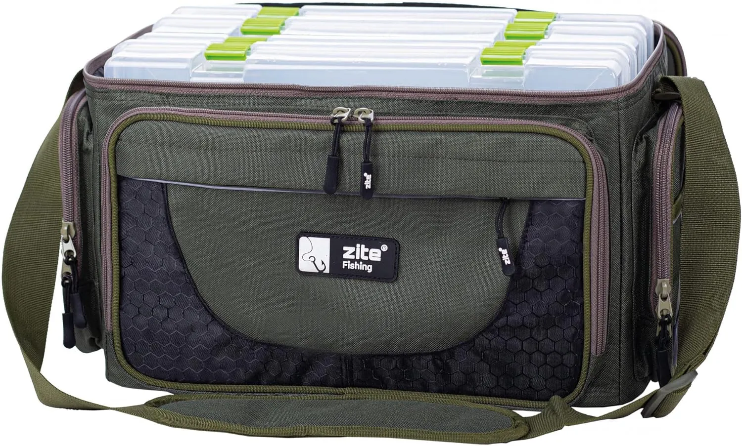 Bild von Zite Fishing Angeltasche groß mit 4 Köder-Boxen als Rucksack-Alternative