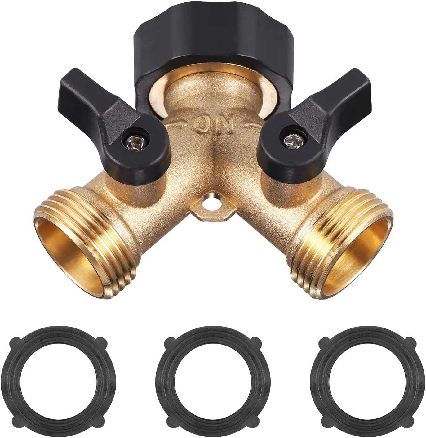 Bild von Zocipro 2 Wege Wasserverteiler mit 3/4 Zoll Anschluss und separatem Schalter für Waschmaschine, Küche und Garten