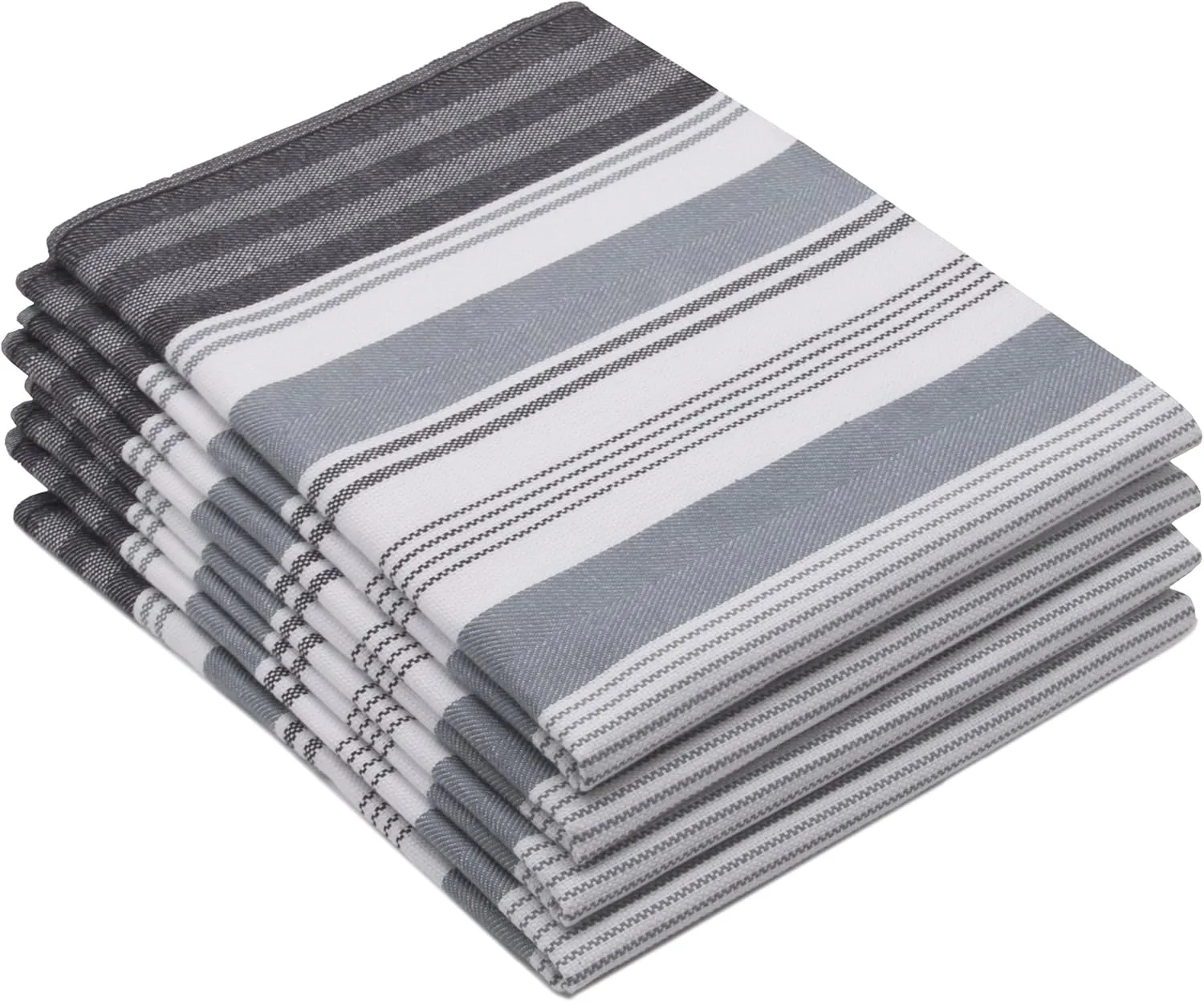 Bild von ZOLLNER 4er Set Geschirrtücher aus Baumwolle in grau gestreift, Größe 50x70 cm