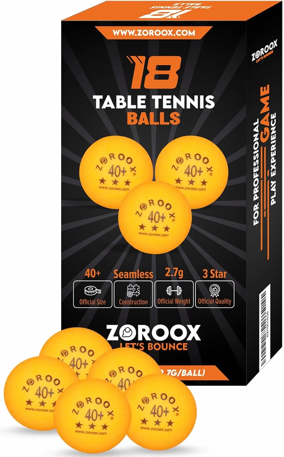 Bild von ZOROOOX Hochleistungs Tischtennisbälle in Orange oder Weiß, 9 oder 18 Stück, 40+ ABS, Wettbewerbsqualität