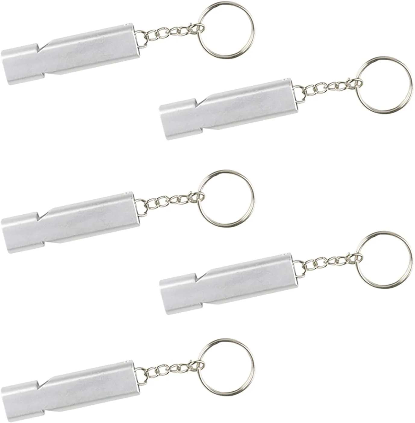 Bild von Zuofan 5er Set Trillerpfeifen aus Aluminiumlegierung mit Schlüsselband für Camping und Hundetraining