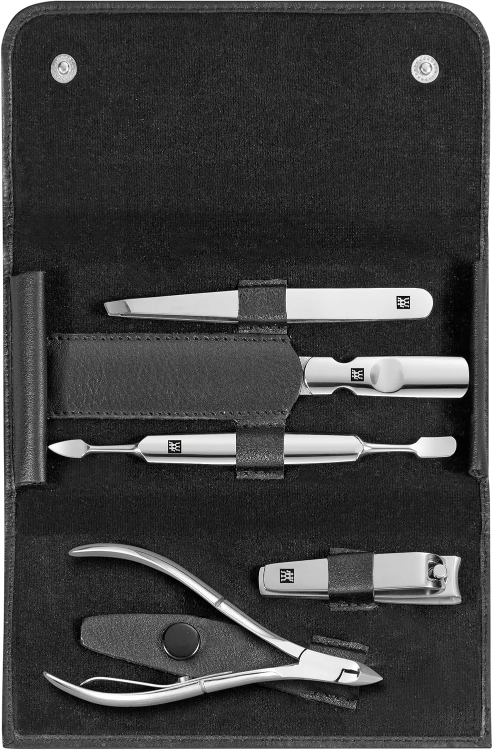 Bild von ZWILLING 5-teiliges Maniküre Set mit Rindleder Etui in Schwarz