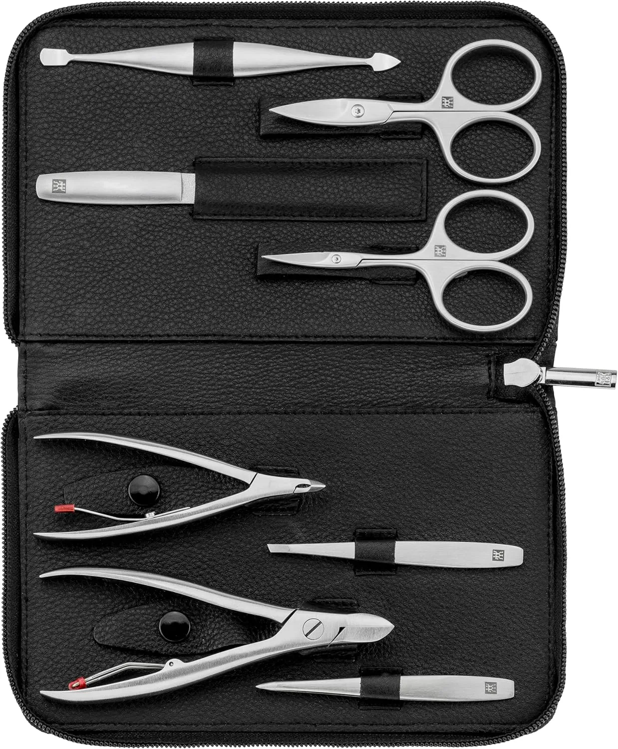 Bild von ZWILLING 8-teiliges Maniküreset mit Echtleder-Etui in Schwarz für komplette Nagel- und Fußpflege