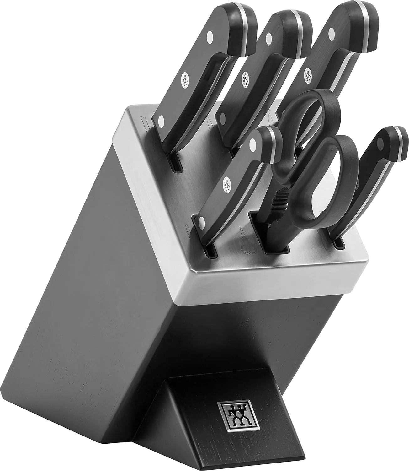 Bild von ZWILLING Gourmet 7-teiliges selbstschärfendes Messerblockset aus rostfreiem Spezialstahl mit Kunststoffgriffen in Schwarz