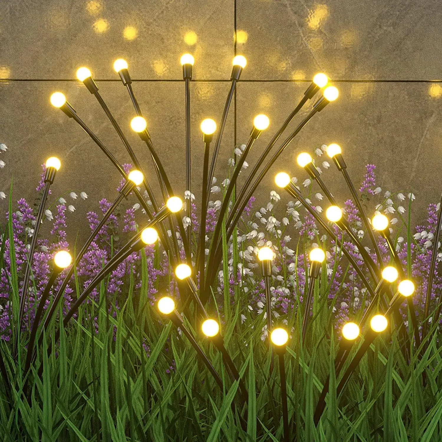 Bild von ZWOOS 4er-Pack Solarlampen mit 10 LED für den Außenbereich, wasserdicht nach IP65 und warmweißem Licht