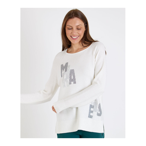 Bild von Stylischer gerippter Pullover mit Strass-Schriftzug