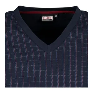 Bild von ADAMO Langer Schlafanzug aus Baumwolljersey – VS-Pyjama für Herren lang Navy kariert
