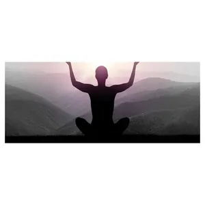 Bild von Pixxprint Glasbild Panorama – Yoga in den Bergen