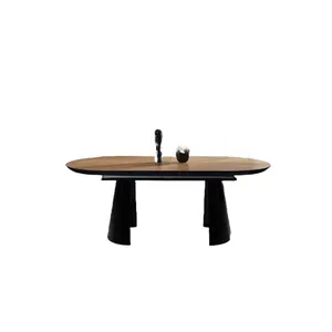 Bild von JVmoebel Esstisch Modern Ovaler Esstisch Ausziehbarer Küchentisch Holz Braun
