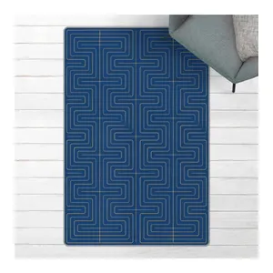 Bild von Teppich Geometrische Wellen blau – Eleganz trifft Funktionalität