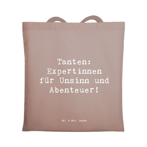 Bild von Mr. & Mrs. Panda Tragetasche Spruch Tante Abenteuer – Braun Pastell