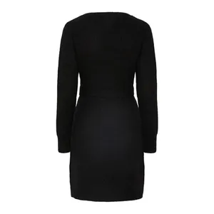 Bild von PIECES Damen Pcellen Ls Wrap Knit Dress Noos Bc, Schwarz, XL