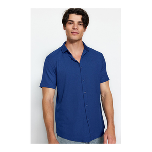 Bild von Trendyol Collection Sommerliches, Strukturiertes, Marineblaues Wickelhemd für Herren