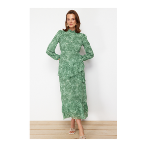 Bild von Modisches Khakifarbenes Kleid aus Chiffon für Damen