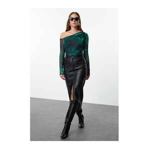 Bild von Trendyol Collection Bluse mit asymmetrischem Kragen und mehrfarbigem Tüll für Damen