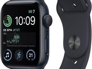 Bild von Apple Watch SE (44mm) GPS Aluminium mit Sportarmband (mitternacht/mitter)