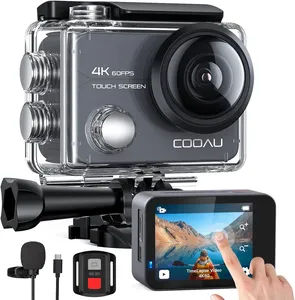 Bild von COOAU 4K Action Cam mit 20 MP, Touchscreen, WiFi, 8-fach Zoom, 6-Achsen-EIS, wasserdicht bis 40 Meter und zwei 1350 mAh Batterien