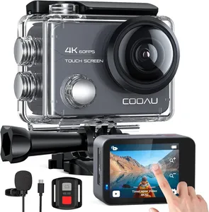 Bild von COOAU Action Cam 4K mit 20 MP, Touchscreen, WiFi, 8-fachem Zoom und 40 m wasserdichtem Gehäuse, inklusive externem Mikrofon und zwei 1350 mAh Batterien