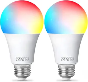 Bild von Fitop Smart LED Glühbirne E27 im 2er Set, 9W, dimmbar, warmweiß, kaltweiß und mehrfarbig, kompatibel mit Alexa und Google Home, steuerbar über App