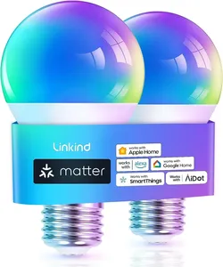 Bild von Linkind Matter Smart RGBTW Glühbirne E27 im 2er Set mit 16 Millionen Farben und Musik-Synchronisation, kompatibel mit Alexa, Apple Home, SmartThings und Google Home