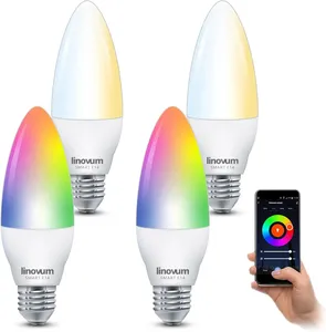 Bild von Linovum 4er Set Smart LED E14 Lampen mit RGB, WLAN und Sprachsteuerung für Alexa und Google Home