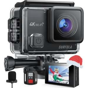 Bild von Surfola 4K Action Cam mit 20 MP, 40 Meter wasserdicht, EIS Bildstabilisierung, 170° Weitwinkel, WiFi, externem Mikrofon, 2 Akkus und Zubehörset mit Fernbedienung