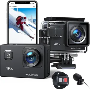 Bild von WOLFANG GA100 Action Cam mit 4K Auflösung, 20 MP, wasserdicht bis 40 Meter, EIS Bildstabilisator, 170° Weitwinkel und Zubehörkit mit externem Mikrofon und 2 Akkus